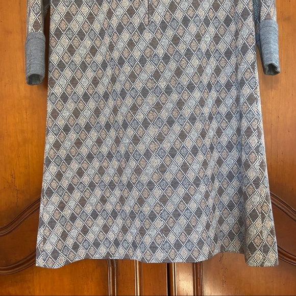Vintage 60s 70s Lord & Taylor Mod Argyle Knit Collar Shift Dress - Picture 4 of 13